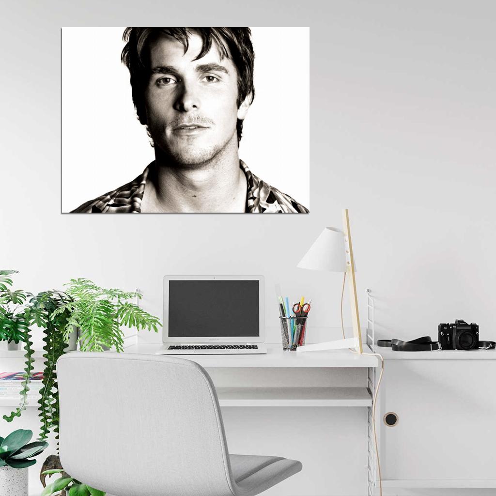 Christian Bale Portrait Young Handsome Charming BW Wall Art Print Poster