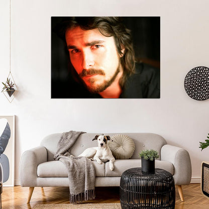 Christian Bale Portrait Handsome Charming Beard Actor Wall Art Print Poster