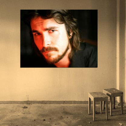 Christian Bale Portrait Handsome Charming Beard Actor Wall Art Print Poster