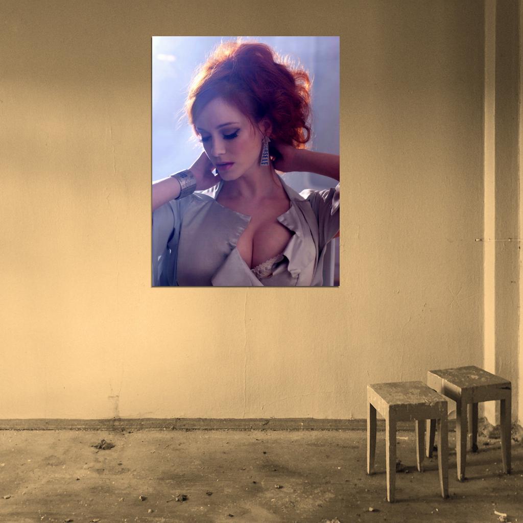 Christina Hendricks Hot Sexy Cleavage Redhead Light Wall Art Print Poster
