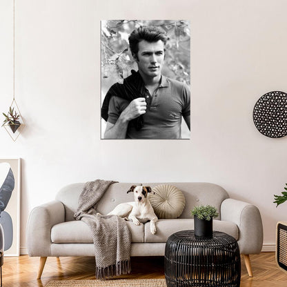 Clint Eastwood BW Amazing Portrait Handsome Young Look Wall Art Print Poster