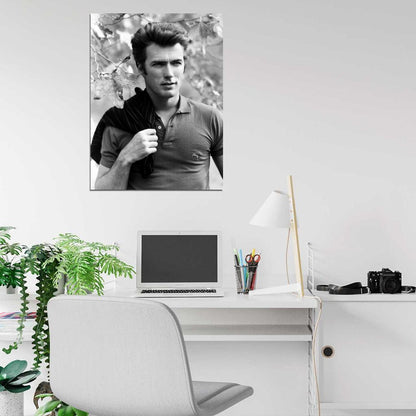 Clint Eastwood BW Amazing Portrait Handsome Young Look Wall Art Print Poster