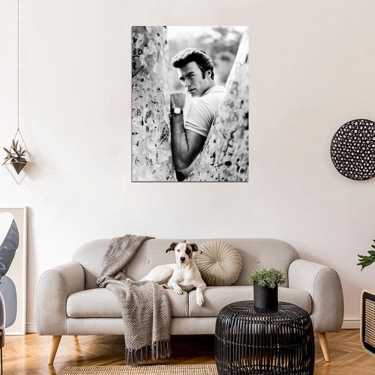 Clint Eastwood BW Amazing Portrait Young Look Actor Wall Art Print Poster
