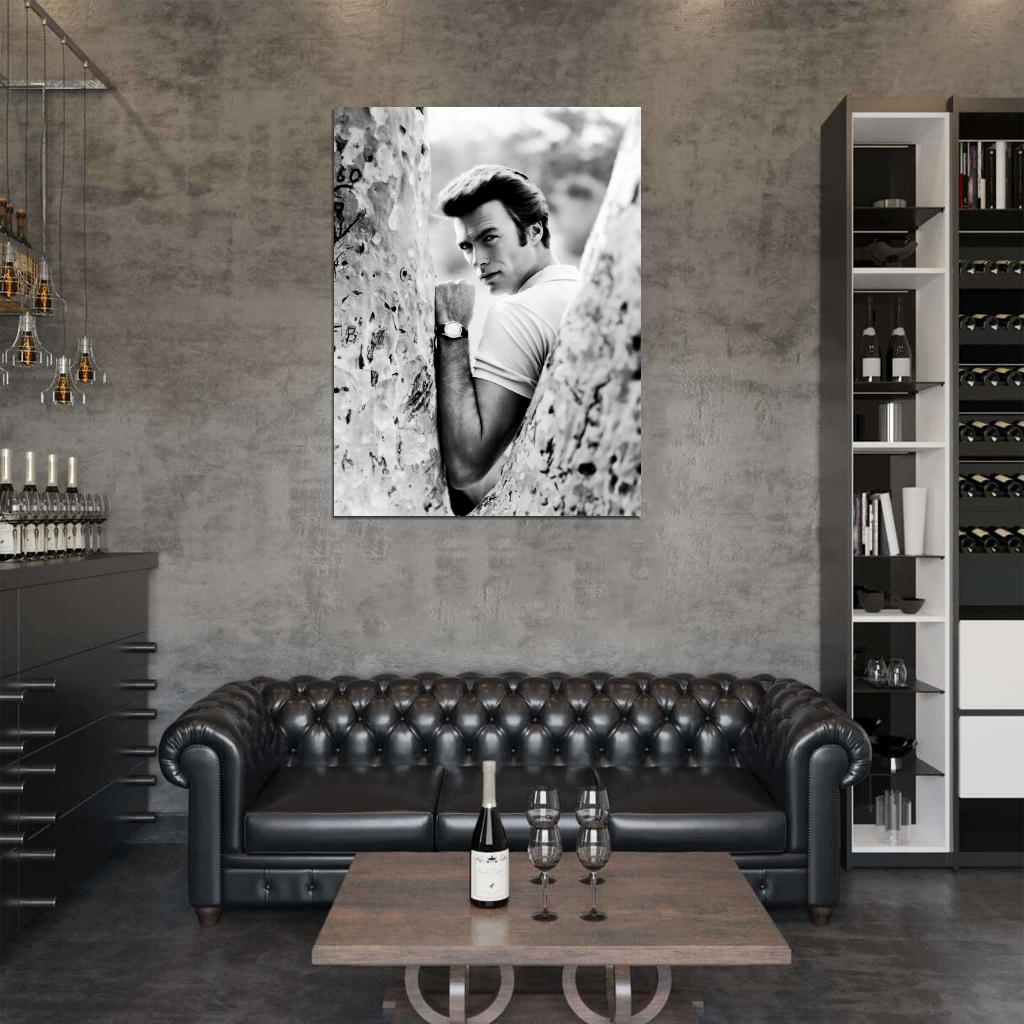 Clint Eastwood BW Amazing Portrait Young Look Actor Wall Art Print Poster