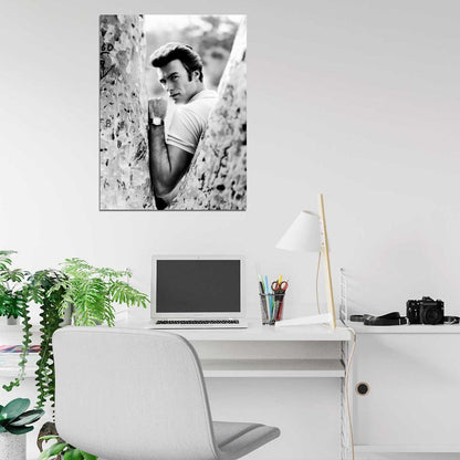 Clint Eastwood BW Amazing Portrait Young Look Actor Wall Art Print Poster