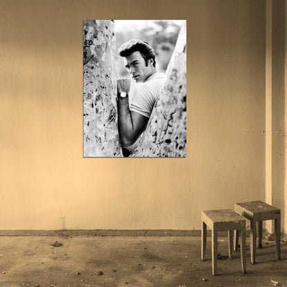 Clint Eastwood BW Amazing Portrait Young Look Actor Wall Art Print Poster