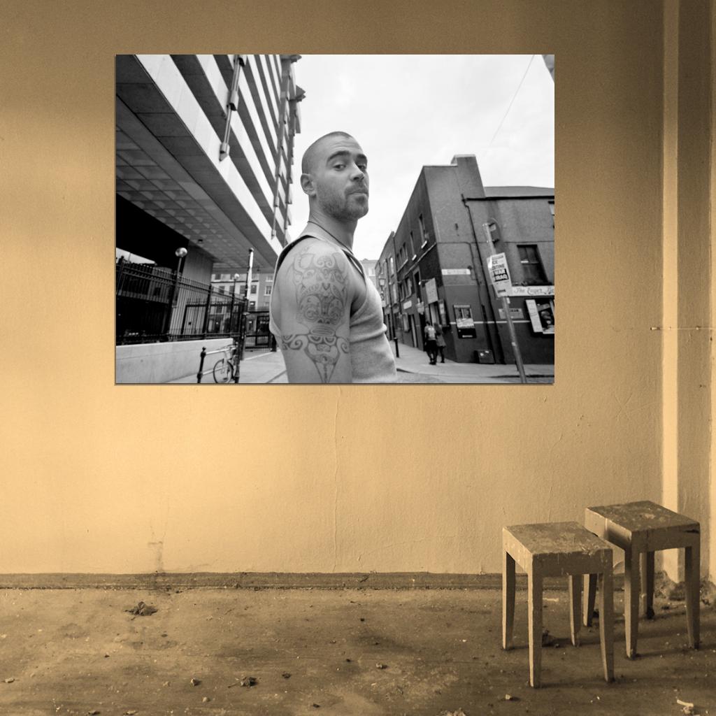 Colin Farrell BW Hot Handsome Badass Tattoos Street Wall Art Print Poster