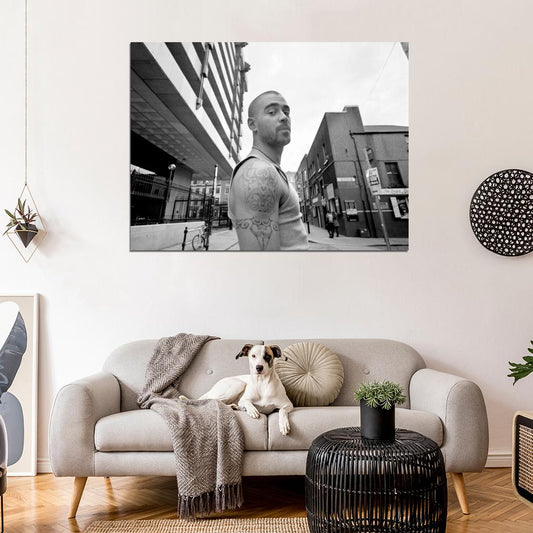 Colin Farrell BW Hot Handsome Badass Tattoos Street Wall Art Print Poster