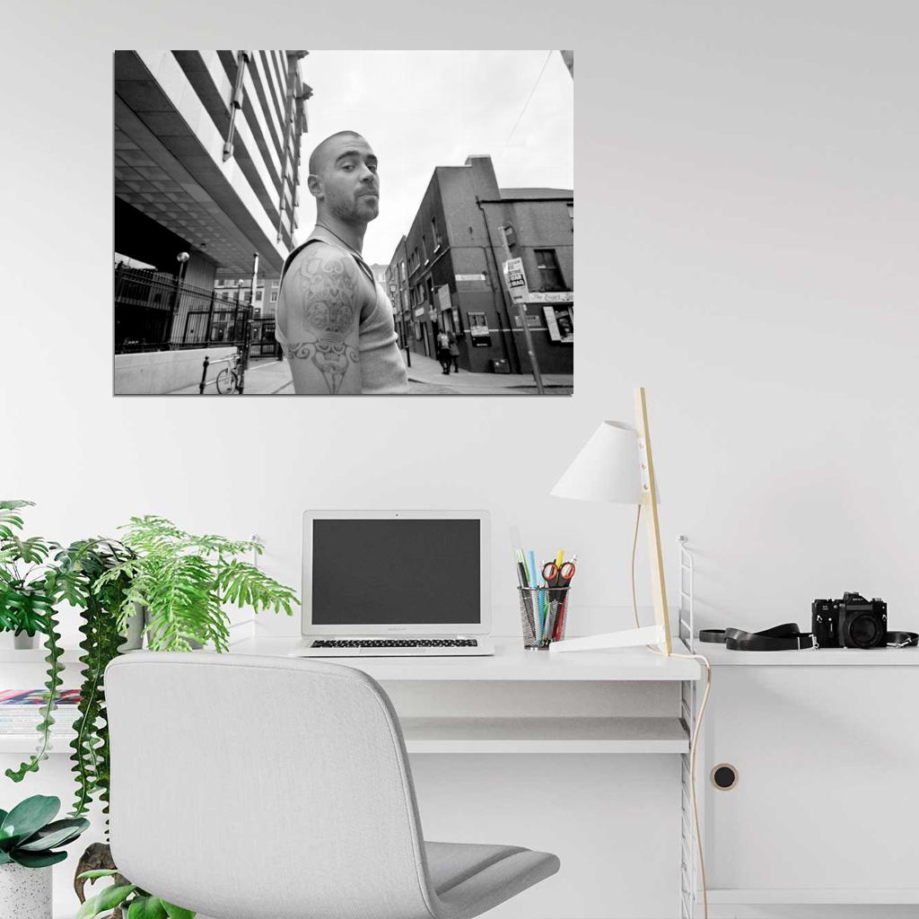 Colin Farrell BW Hot Handsome Badass Tattoos Street Wall Art Print Poster