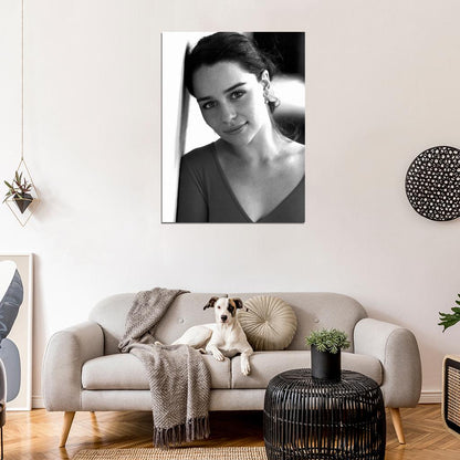 Emilia Clarke Amazing BW Portrait Eyes Beautiful Wall Art Print Poster