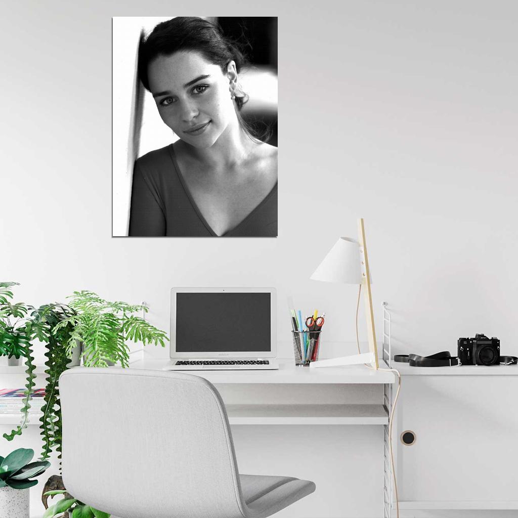 Emilia Clarke Amazing BW Portrait Eyes Beautiful Wall Art Print Poster