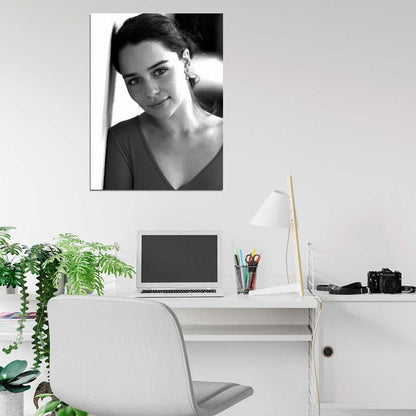 Emilia Clarke Amazing BW Portrait Eyes Beautiful Wall Art Print Poster