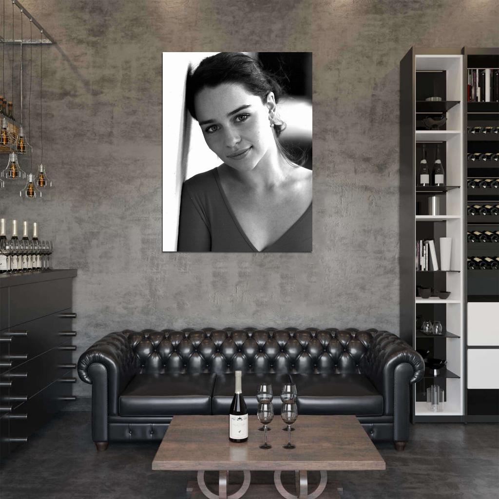Emilia Clarke Amazing BW Portrait Eyes Beautiful Wall Art Print Poster
