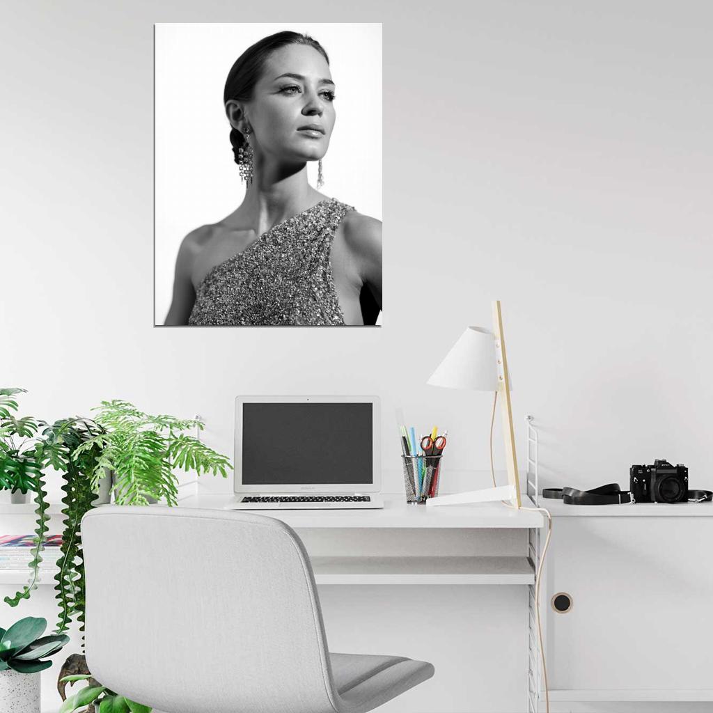 Emily Blunt BW Portrait Elegant Beautiful Actress Rare Wall Art Print Poster