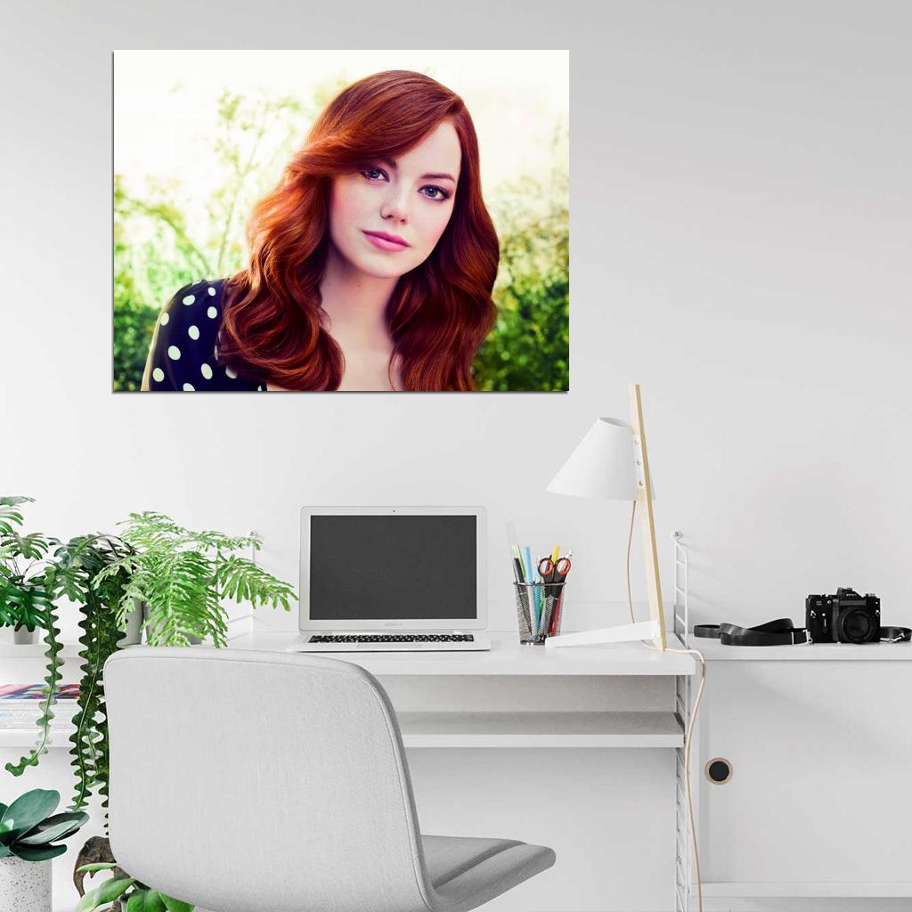 Emma Stone Portrait Pretty Beautiful Redhead Dress Wall Art Print Poster