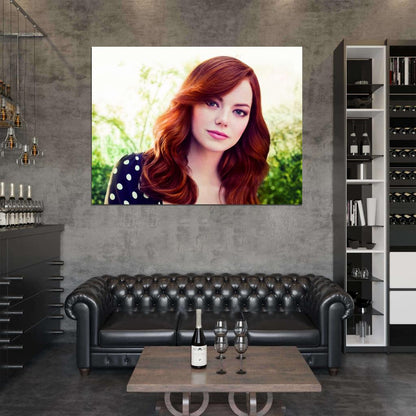 Emma Stone Portrait Pretty Beautiful Redhead Dress Wall Art Print Poster