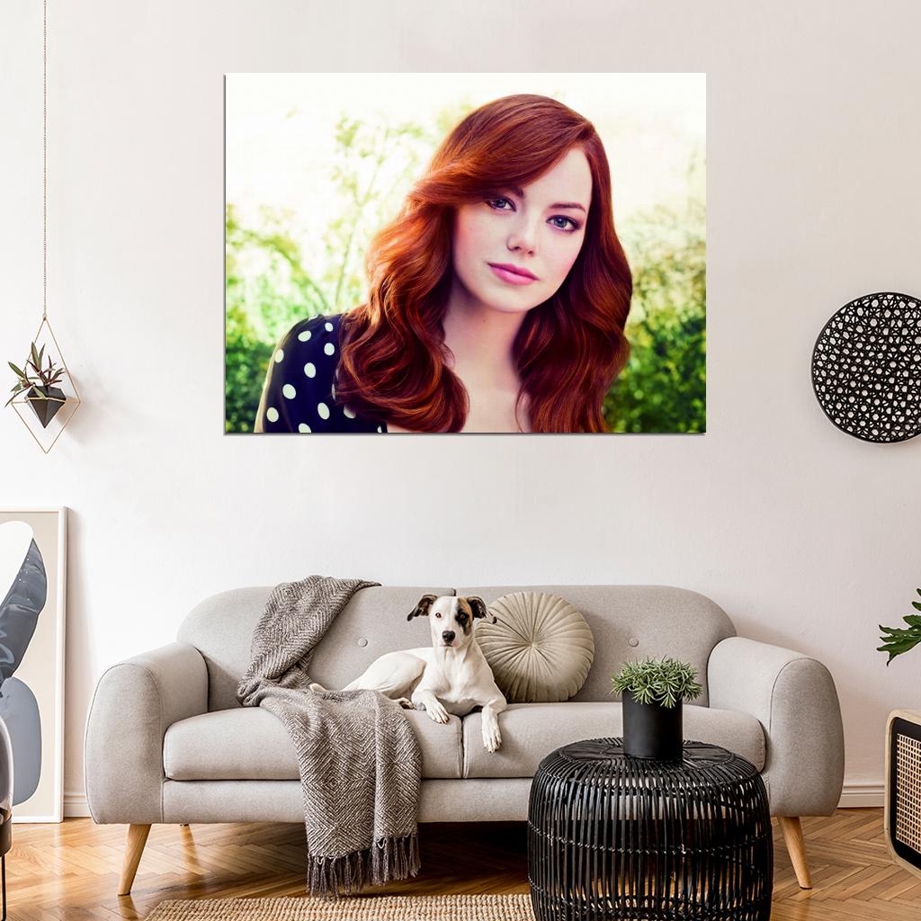 Emma Stone Portrait Pretty Beautiful Redhead Dress Wall Art Print Poster