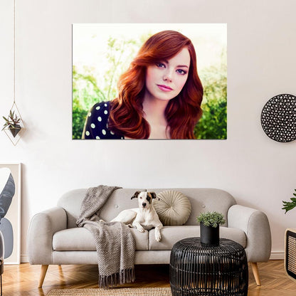 Emma Stone Portrait Pretty Beautiful Redhead Dress Wall Art Print Poster