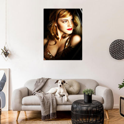 Emma Watson Hot Sexy Seductive Red Lipstick Cleavage Wall Art Print Poster