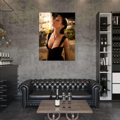 Eva Green Hot Sexy Seductive Black Dress Cleavage Wall Art Print Poster