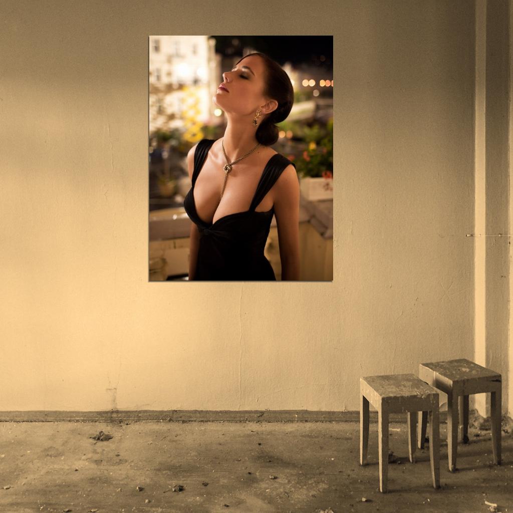 Eva Green Hot Sexy Seductive Black Dress Cleavage Wall Art Print Poster