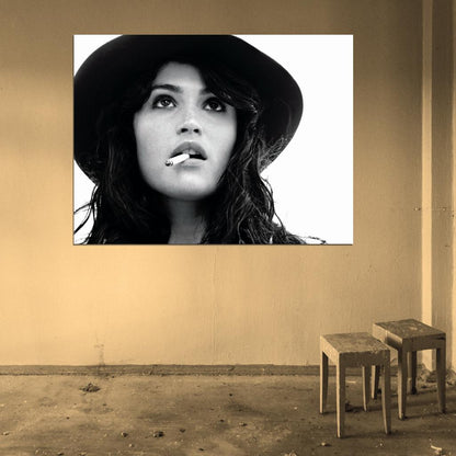 Gemma Arterton Amazing Hot Sexy BW Portrait Hat Rare Wall Art Print Poster