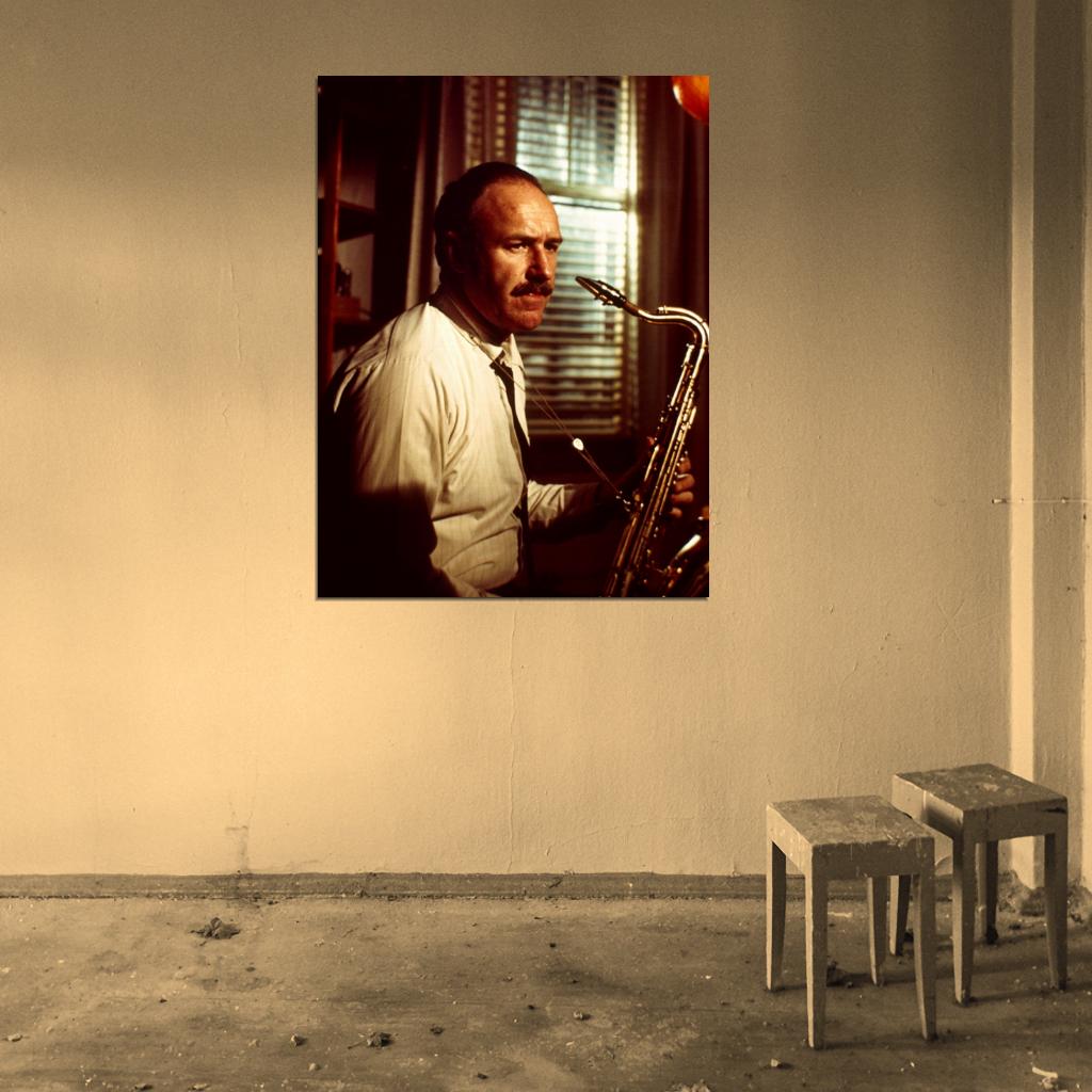 Gene Hackman Amazing Portrait Saxophone Handsome Rare Wall Art Print Poster