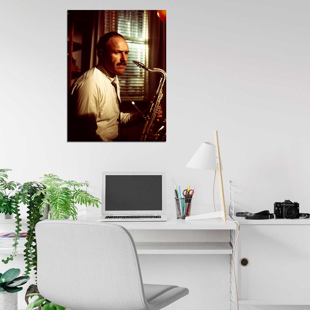 Gene Hackman Amazing Portrait Saxophone Handsome Rare Wall Art Print Poster