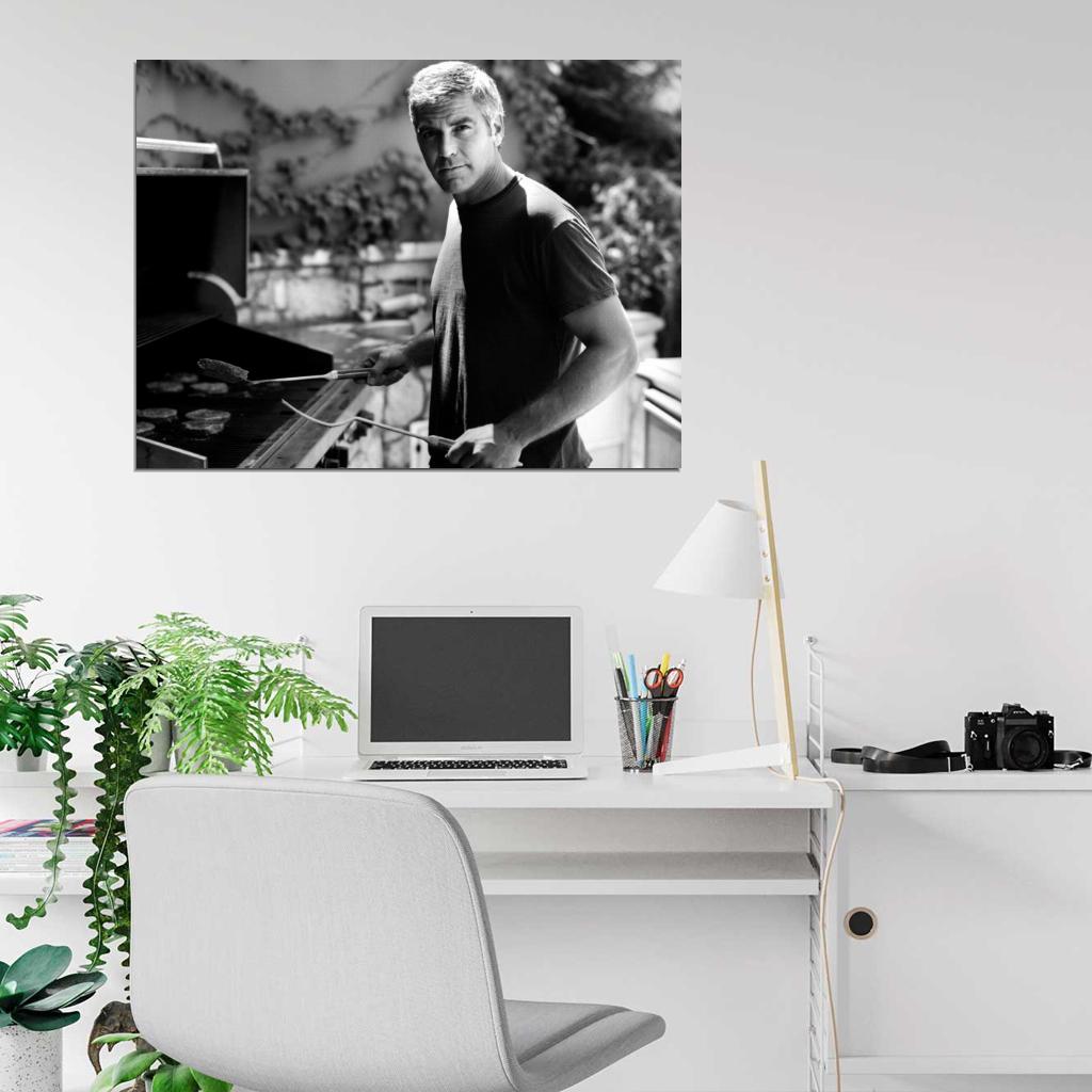 George Clooney Amazing BW Portrait Handsome Rare Wall Art Print Poster
