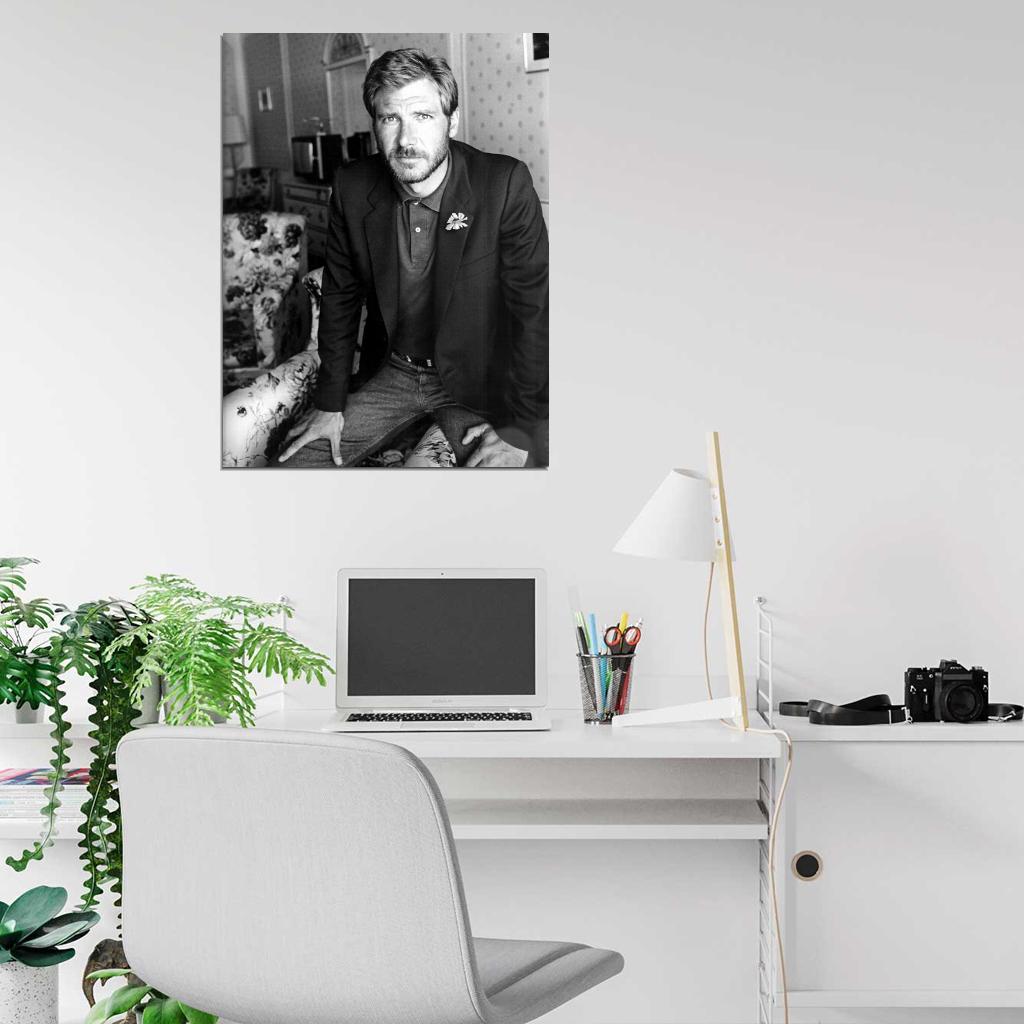 Harrison Ford Young Handsome Amazing BW Portrait Rare Wall Art Print Poster