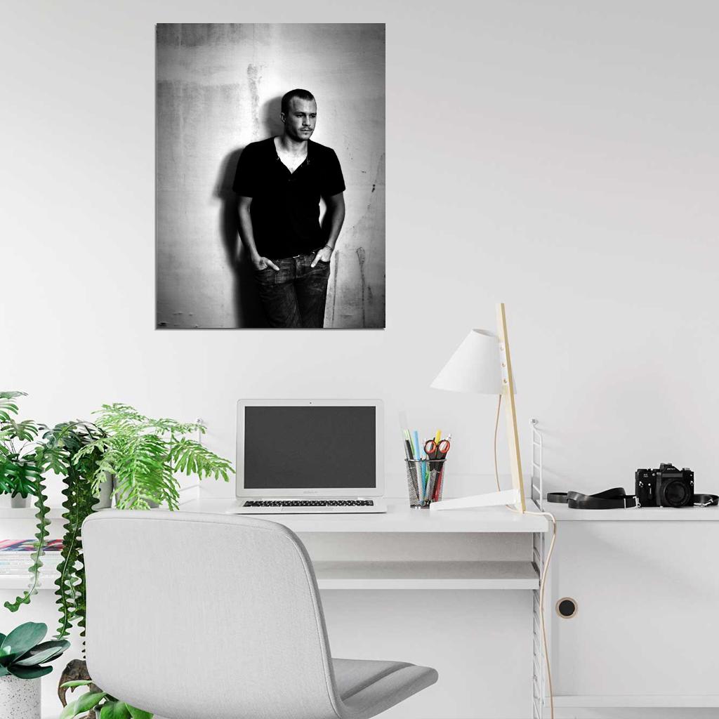 Heath Ledger Handsome Actor Amazing BW Portrait Rare Wall Art Print Poster