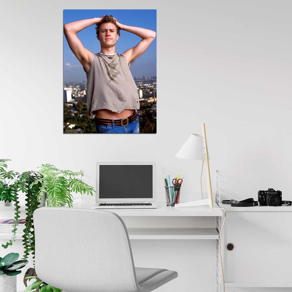 Heath Ledger Curly Young Actor City View Wall Art Print Poster