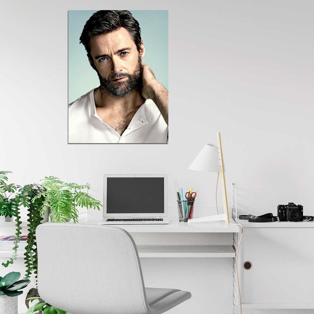Hugh Jackman Amazing Portrait Beard Handsome Hot Wall Art Print Poster