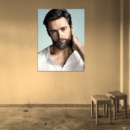Hugh Jackman Amazing Portrait Beard Handsome Hot Wall Art Print Poster