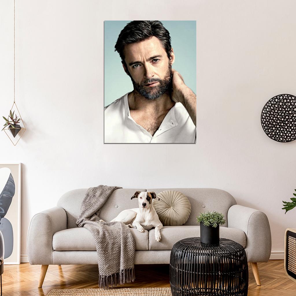 Hugh Jackman Amazing Portrait Beard Handsome Hot Wall Art Print Poster