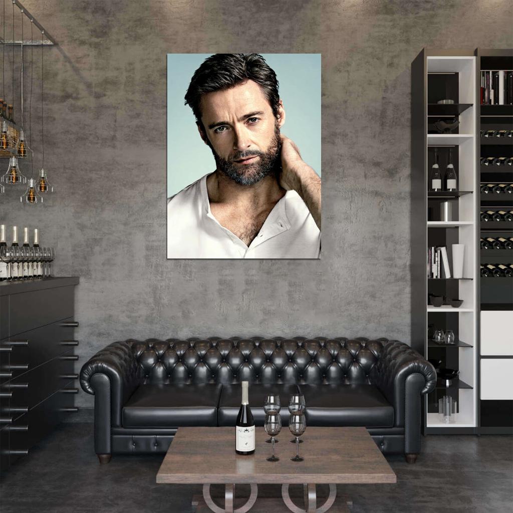 Hugh Jackman Amazing Portrait Beard Handsome Hot Wall Art Print Poster