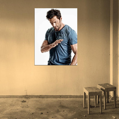 Hugh Jackman Handsome Hot Badass Actor Muscles Body Wall Art Print Poster