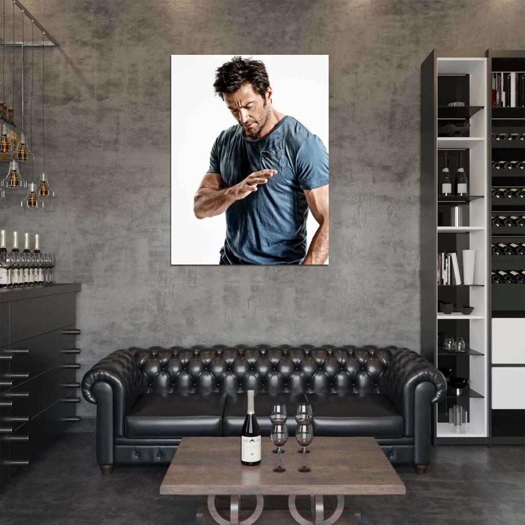 Hugh Jackman Handsome Hot Badass Actor Muscles Body Wall Art Print Poster