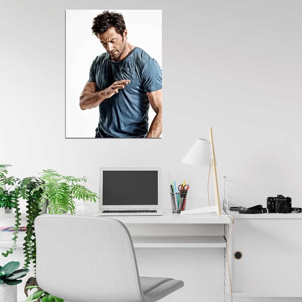 Hugh Jackman Handsome Hot Badass Actor Muscles Body Wall Art Print Poster