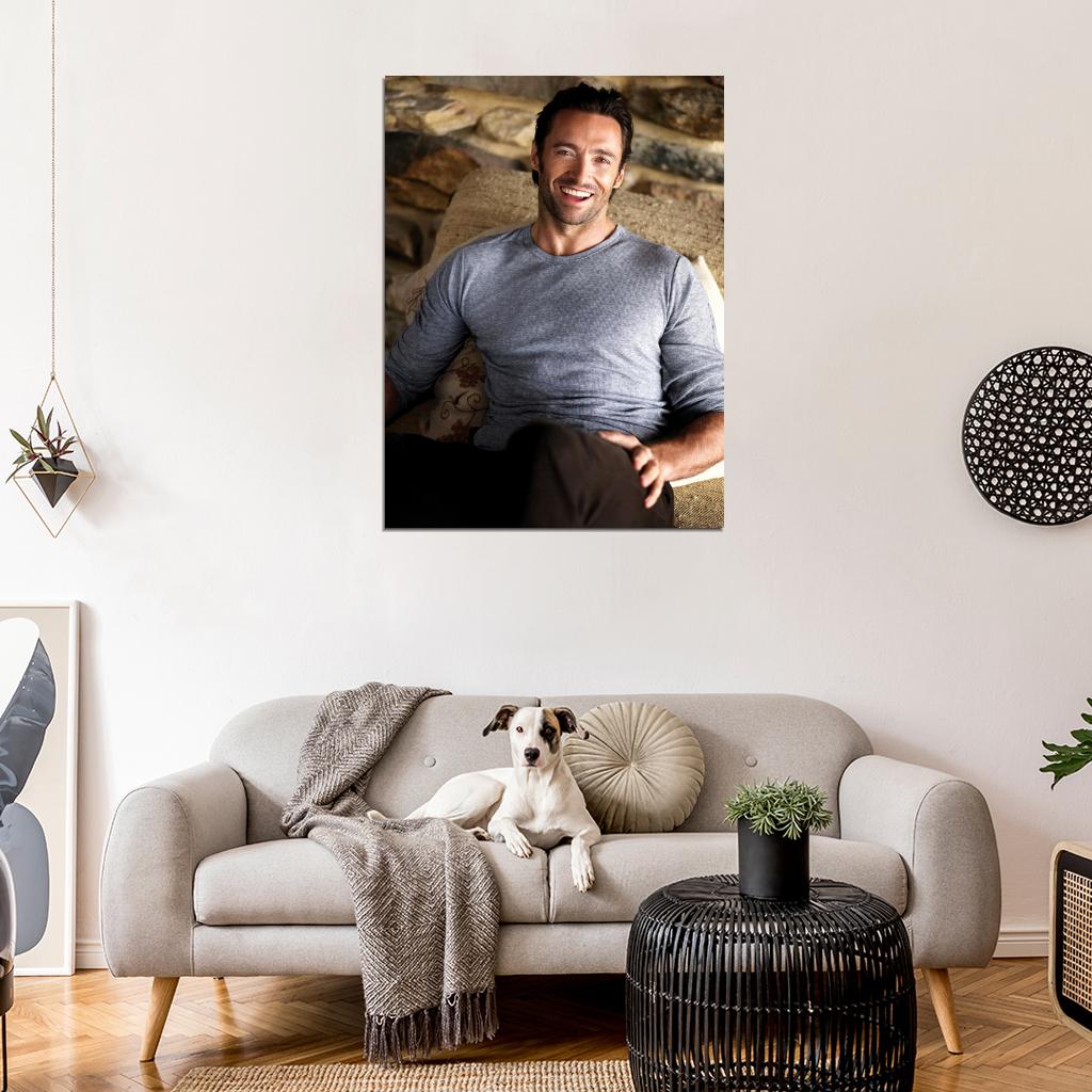 Hugh Jackman Handsome Charming Smiling Actor Chair Wall Art Print Poster
