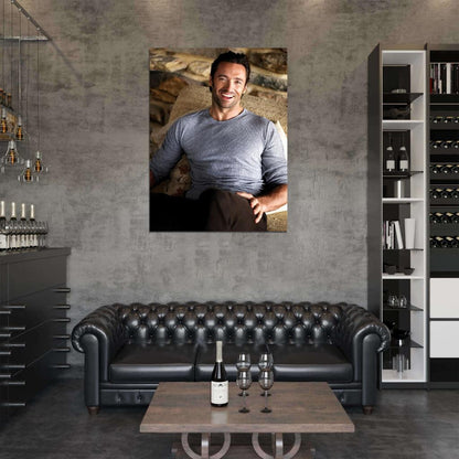 Hugh Jackman Handsome Charming Smiling Actor Chair Wall Art Print Poster
