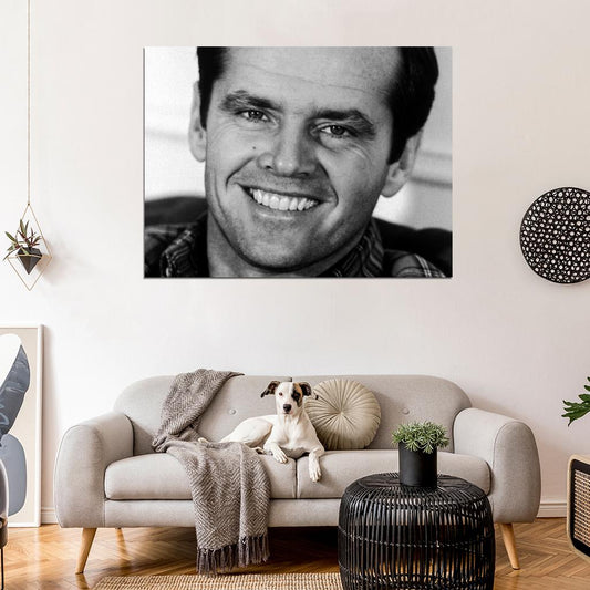 Jack Nicholson BW Portrait Smile Handsome Young Wall Art Print Poster