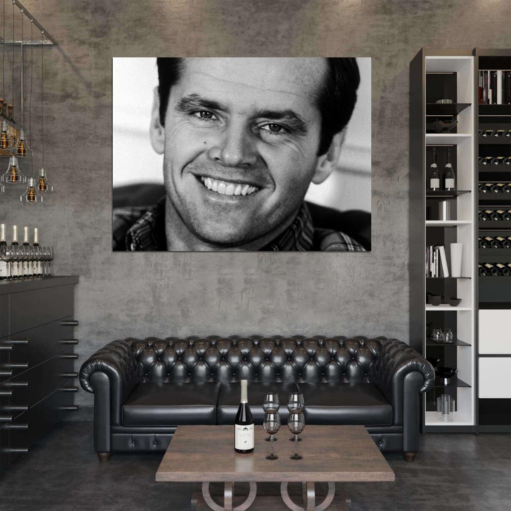 Jack Nicholson BW Portrait Smile Handsome Young Wall Art Print Poster