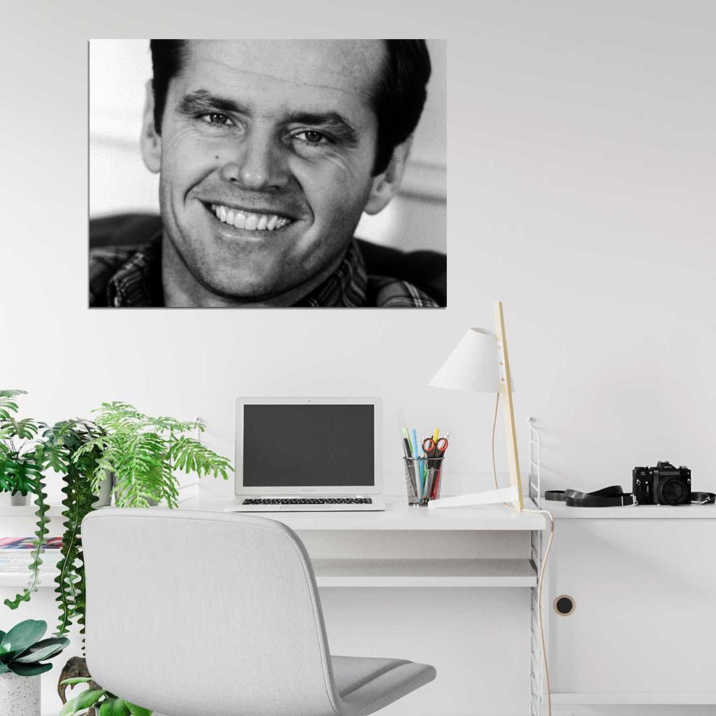 Jack Nicholson BW Portrait Smile Handsome Young Wall Art Print Poster