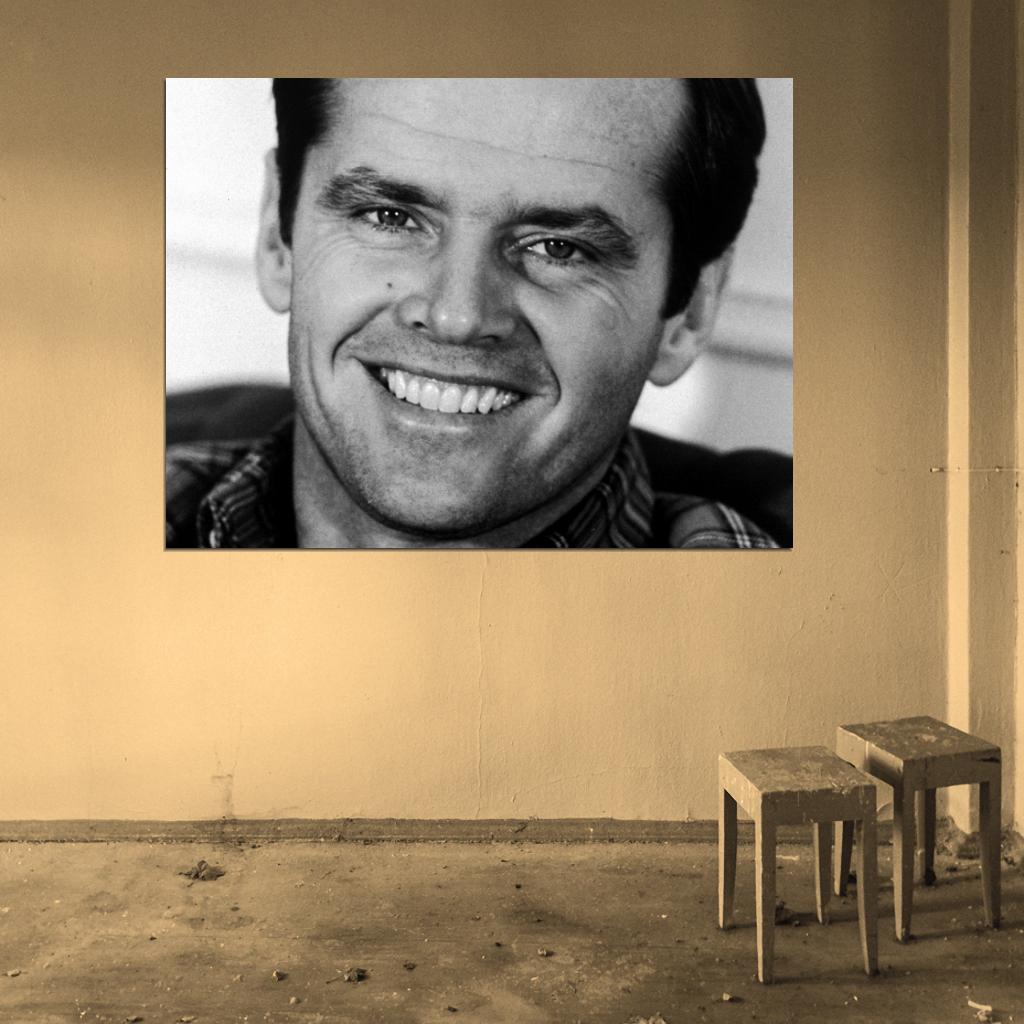 Jack Nicholson BW Portrait Smile Handsome Young Wall Art Print Poster