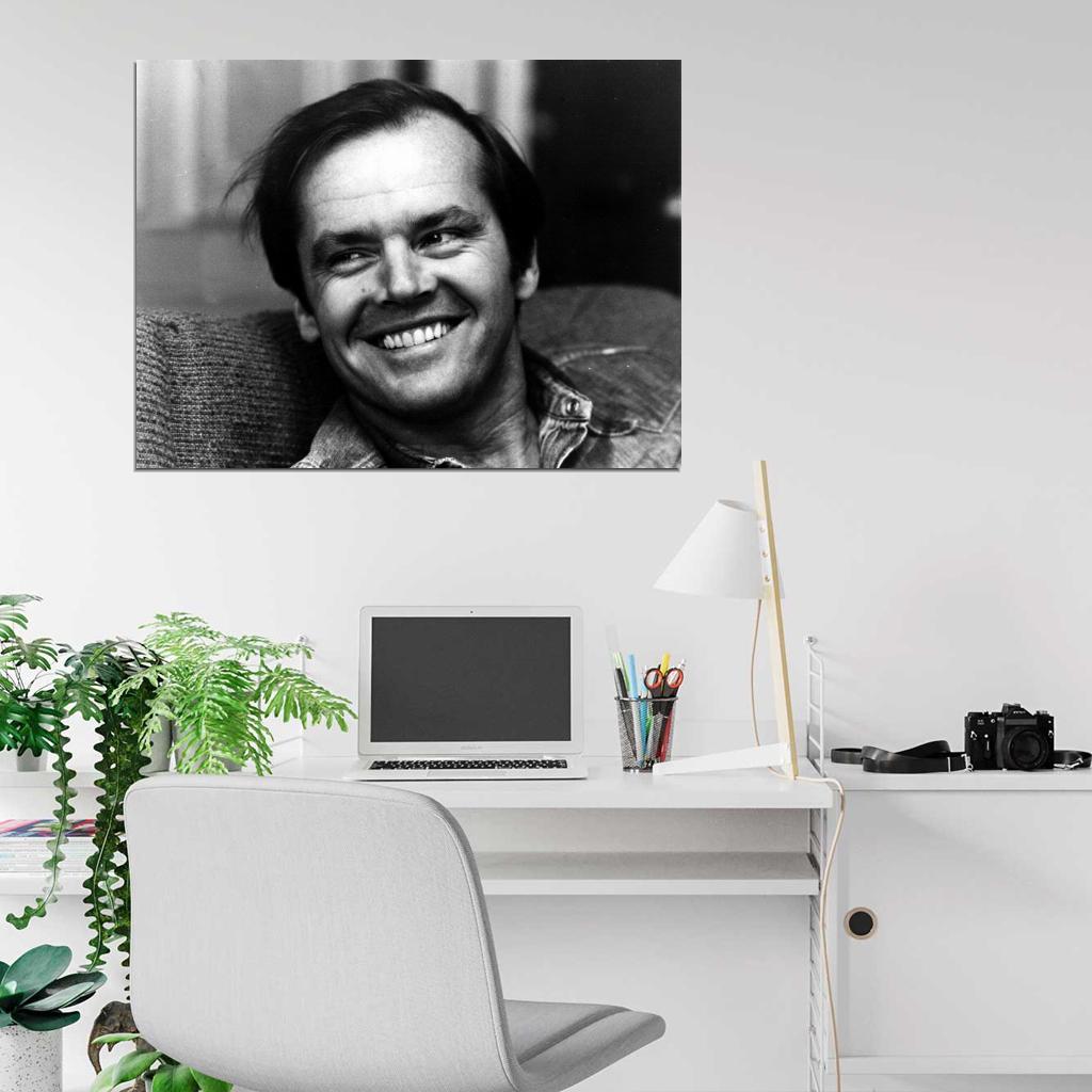 Jack Nicholson BW Portrait Smile Handsome Young Rare Wall Art Print Poster