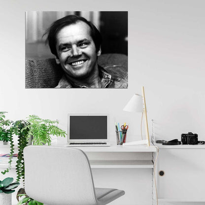 Jack Nicholson BW Portrait Smile Handsome Young Rare Wall Art Print Poster