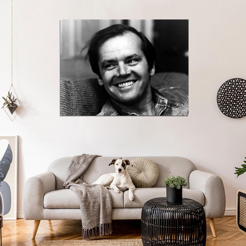 Jack Nicholson BW Portrait Smile Handsome Young Rare Wall Art Print Poster