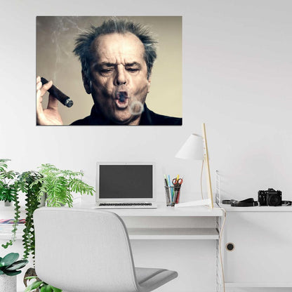Jack Nicholson Portrait Cigar Hair Amazing Actor Wall Art Print Poster