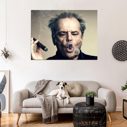 Jack Nicholson Portrait Cigar Hair Amazing Actor Wall Art Print Poster